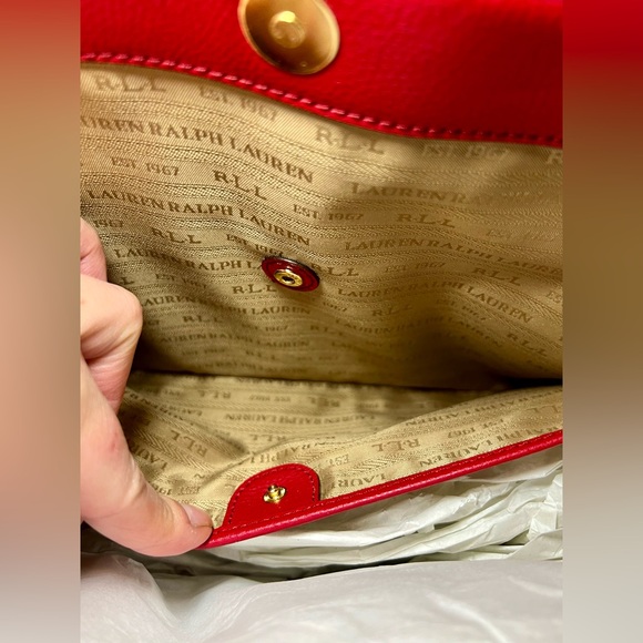 RALPH LAUREN-NEW ❤️ Red Leather Agdon Tote Shoulder bag. - Picture 7 of 10
